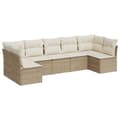Miniatyrbillede 1 af 3: vidaXL sofasæt til haven 7 dele med hynder polyrattan beige