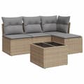Miniatyrbillede 3 af 4: vidaXL sofasæt til haven 5 dele med hynder polyrattan beige