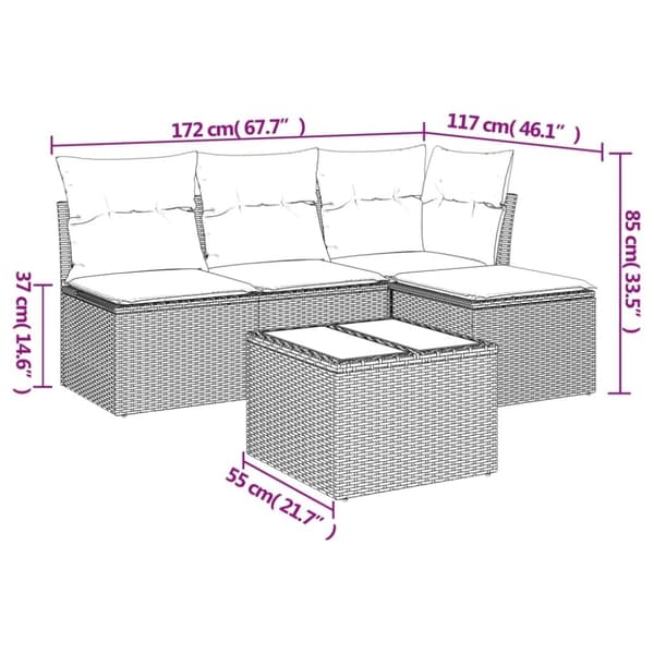 vidaXL sofasæt til haven 5 dele med hynder polyrattan beige