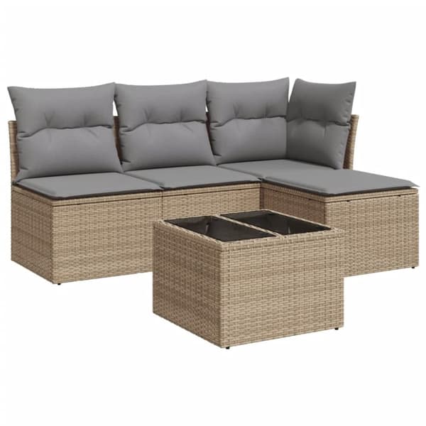 vidaXL sofasæt til haven 5 dele med hynder polyrattan beige