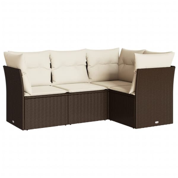 vidaXL sofasæt til haven 4 dele med hynder polyrattan brun