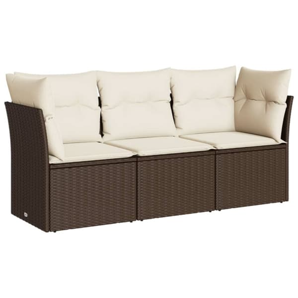 vidaXL sofasæt til haven 3 dele med hynder polyrattan brun