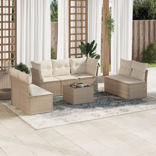 vidaXL sofasæt til haven 8 dele med hynder polyrattan beige