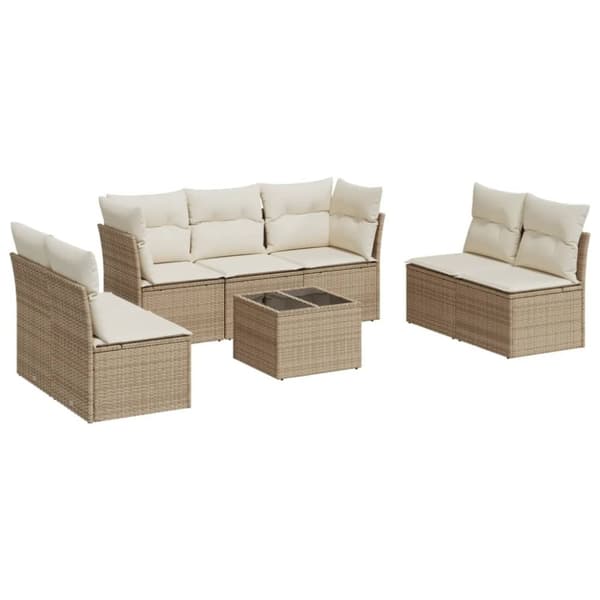 vidaXL sofasæt til haven 8 dele med hynder polyrattan beige