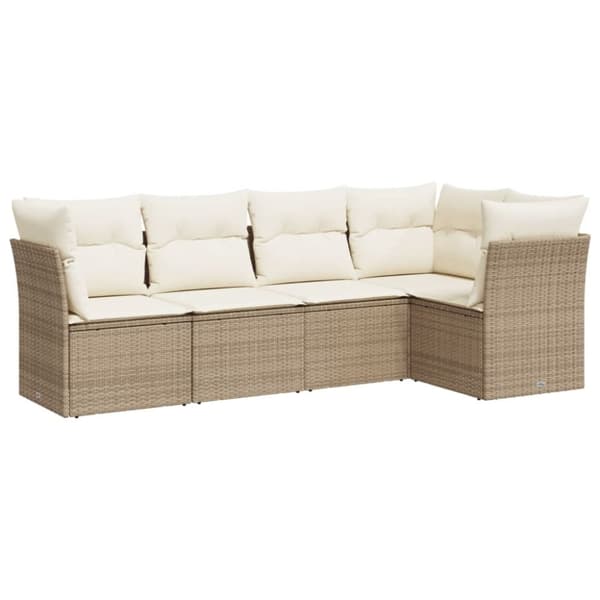vidaXL sofasæt til haven 5 dele med hynder polyrattan beige