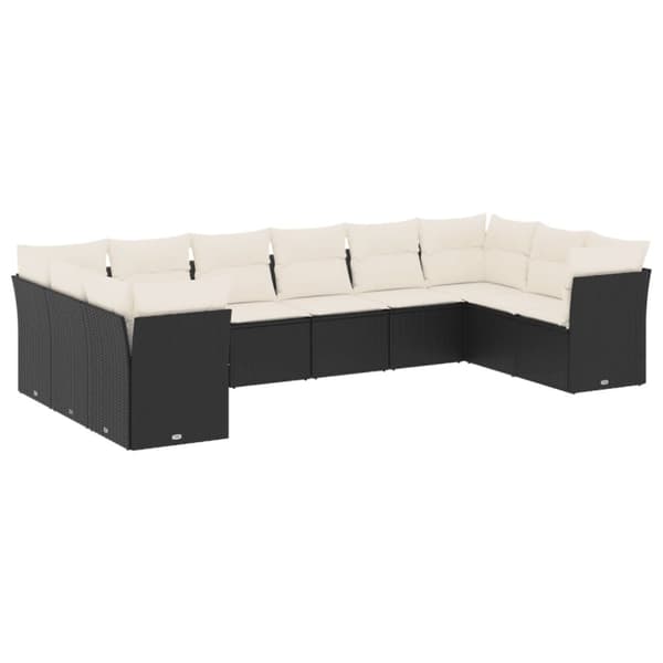 vidaXL sofasæt til haven 10 dele med hynder polyrattan sort