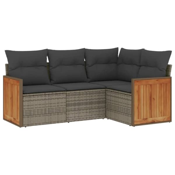 vidaXL sofasæt til haven 4 dele med hynder polyrattan grå