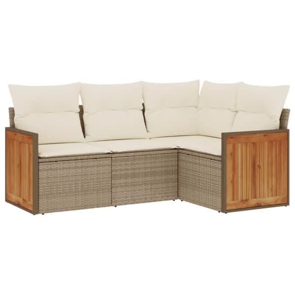 vidaXL sofasæt til haven 4 dele med hynder polyrattan beige