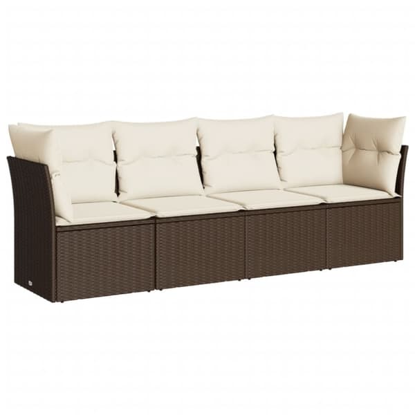 vidaXL sofasæt til haven 4 dele med hynder polyrattan brun