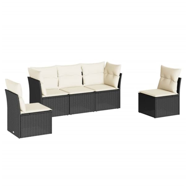 vidaXL sofasæt til haven 5 dele med hynder polyrattan sort
