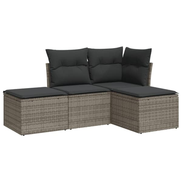vidaXL sofasæt til haven 4 dele med hynder polyrattan grå