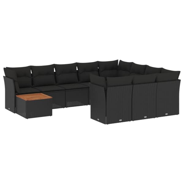 vidaXL sofasæt til haven 11 dele med hynder polyrattan sort