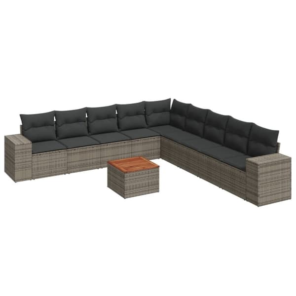 vidaXL sofasæt til haven 10 dele med hynder polyrattan grå