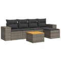 Miniatyrbillede 3 af 4: vidaXL sofasæt til haven 6 dele med hynder polyrattan grå