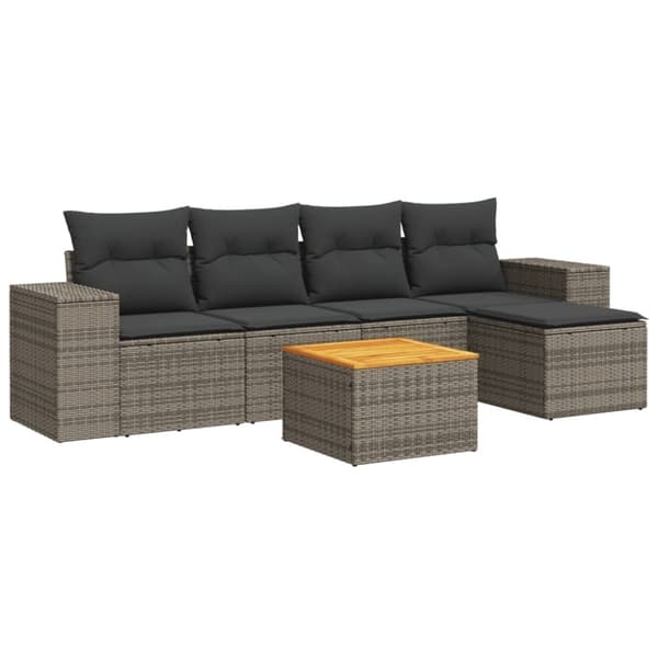 vidaXL sofasæt til haven 6 dele med hynder polyrattan grå