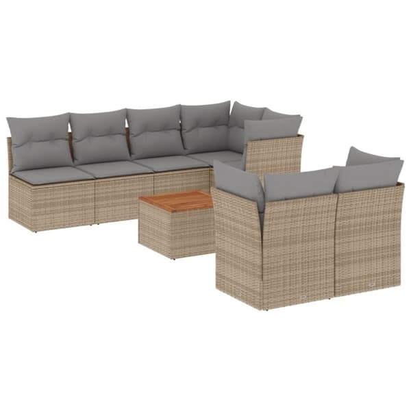 vidaXL sofasæt til haven 8 dele med hynder polyrattan beige