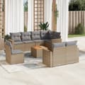 Miniatyrbillede 3 af 3: vidaXL sofasæt til haven 9 dele med hynder polyrattan beige