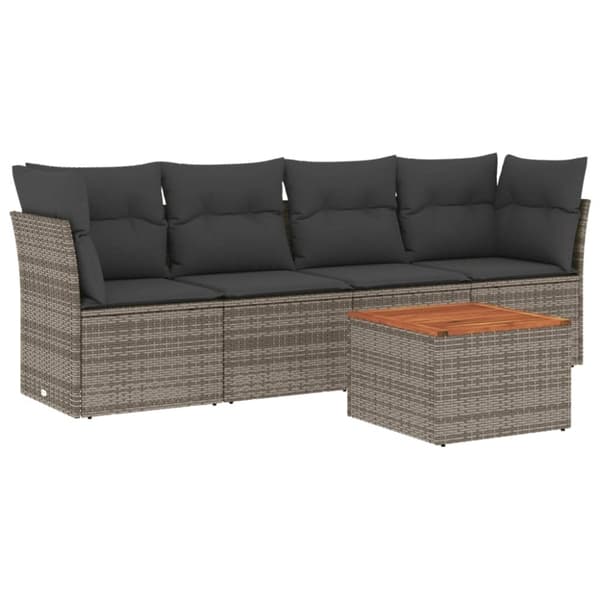 vidaXL sofasæt 5 dele med hynder polyrattan grå
