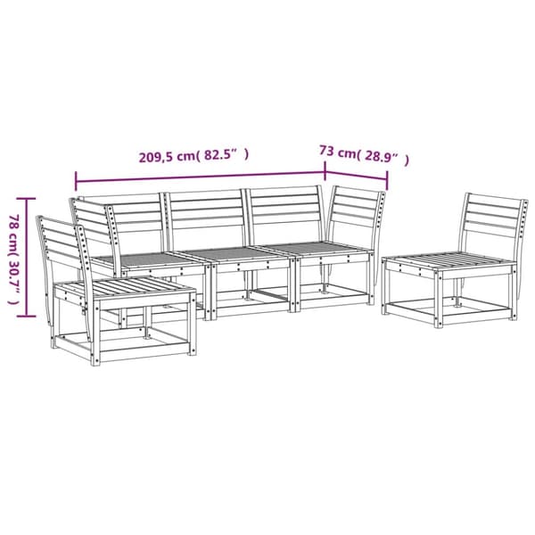 vidaXL Hagesofagruppe 5 deler hvit heltre furu
