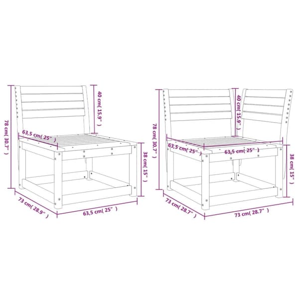 vidaXL Hagesofagruppe 5 deler hvit heltre furu