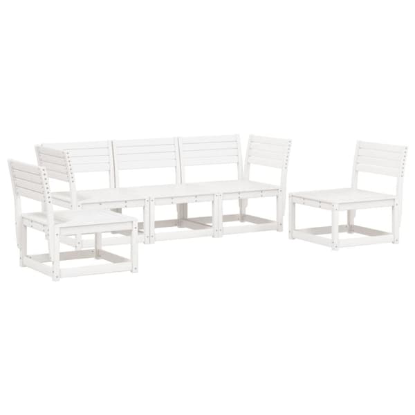 vidaXL Hagesofagruppe 5 deler hvit heltre furu