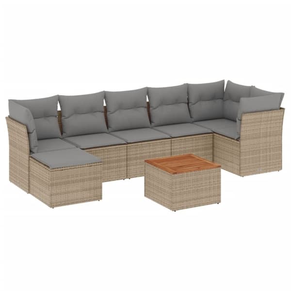 vidaXL sofasæt til haven 8 dele med hynder polyrattan beige