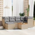 Miniatyrbillede 3 af 3: vidaXL sofasæt til haven 7 dele med hynder polyrattan beige