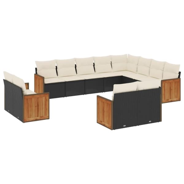 vidaXL Loungegrupp med dynor 12 delar svart konstrotting