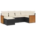 Miniatyrbillede 3 af 4: vidaXL sofasæt til haven 6 dele med hynder polyrattan sort
