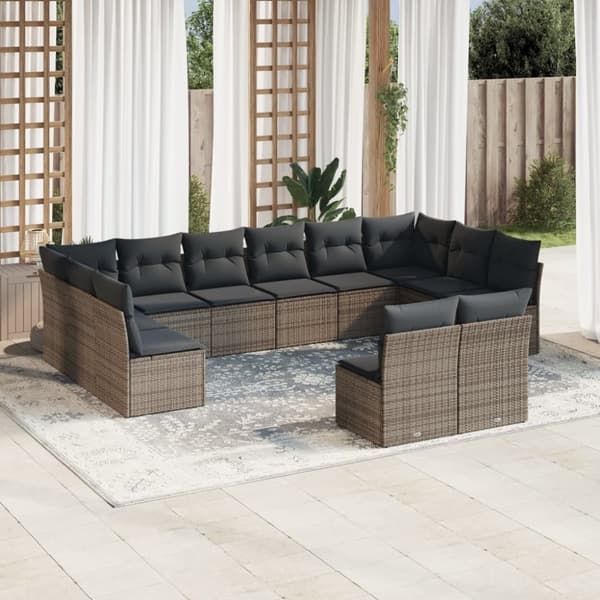 vidaXL sofasæt til haven 12 dele med hynder polyrattan grå