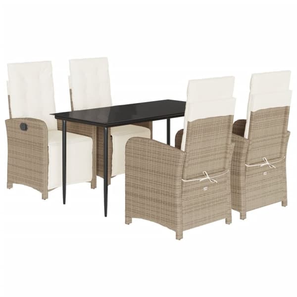 vidaXL Hagespisegruppe med puter 5 deler polyrotting beige
