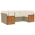 Miniatyrbillede 3 af 4: vidaXL sofasæt til haven 6 dele med hynder polyrattan beige