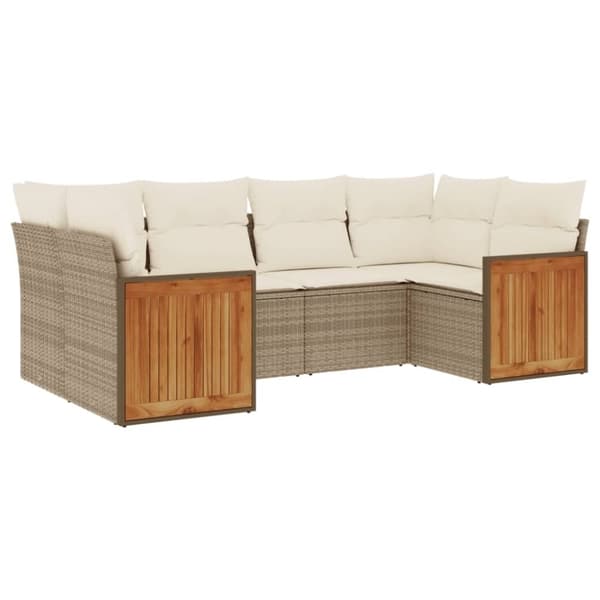 vidaXL sofasæt til haven 6 dele med hynder polyrattan beige