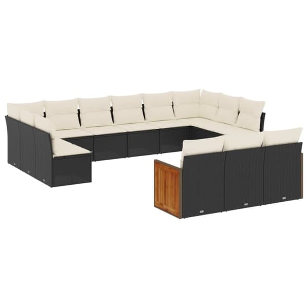 vidaXL sofasæt til haven 13 dele med hynder polyrattan sort