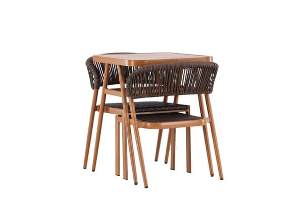 Amadora hagesett bord, 2 stoler brun.