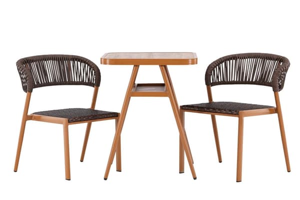Amadora hagesett bord, 2 stoler brun.