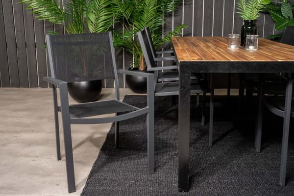 Bois hagesett bord 90x205cm natur, 6 stoler Copacabana svart.