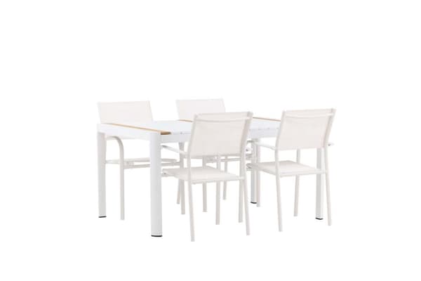 Togo hagesett bord 90x150cm hvit, 4 stoler Santorini hvit.