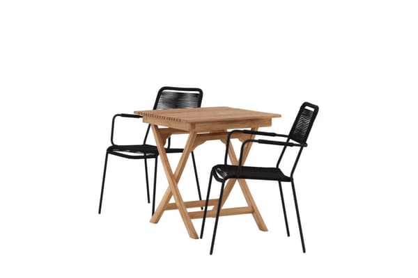 Ghana hagesett bord, 2 stoler  natur,svart.