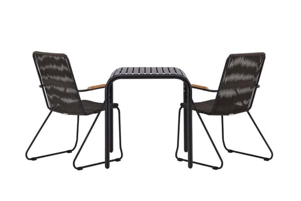Borneo hagesett bord, 2 stoler svart.