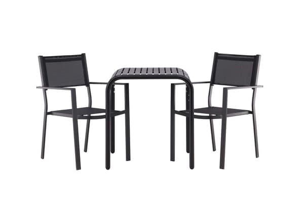 Borneo hagesett bord, 2 stoler svart.