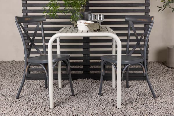 Borneo hagesett bord, 2 stoler  beige,mørkegrå.