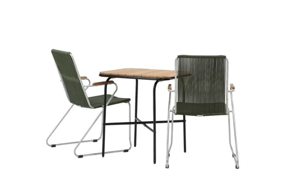 Holmbeck hagesett bord, 2 stoler  natur,grønn.