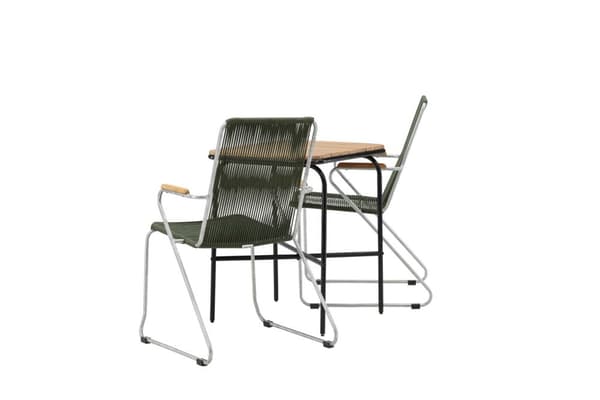 Holmbeck hagesett bord, 2 stoler  natur,grønn.