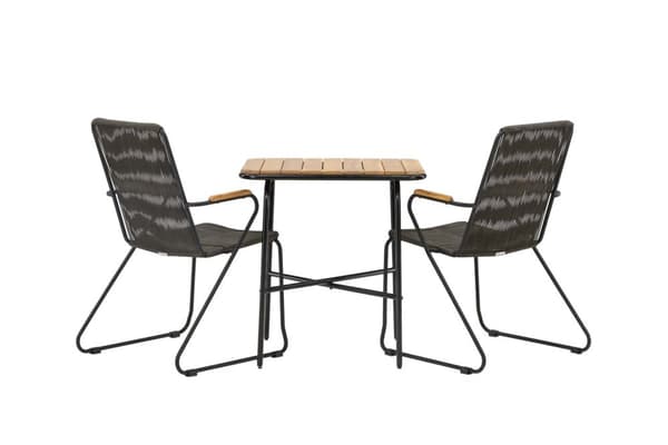 Holmbeck hagesett bord, 2 stoler  natur,svart.
