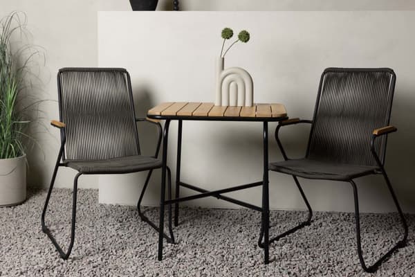 Holmbeck hagesett bord, 2 stoler  natur,svart.