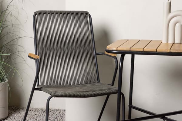 Holmbeck hagesett bord, 2 stoler  natur,svart.