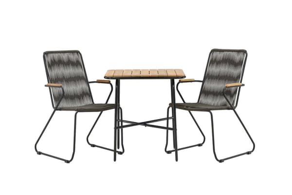 Holmbeck hagesett bord, 2 stoler  natur,svart.