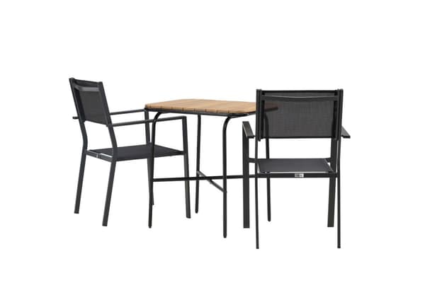 Holmbeck hagesett bord, 2 stoler  natur,svart.