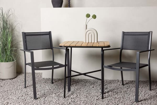 Holmbeck hagesett bord, 2 stoler  natur,svart.